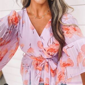Floral V-Neck Wrap Top